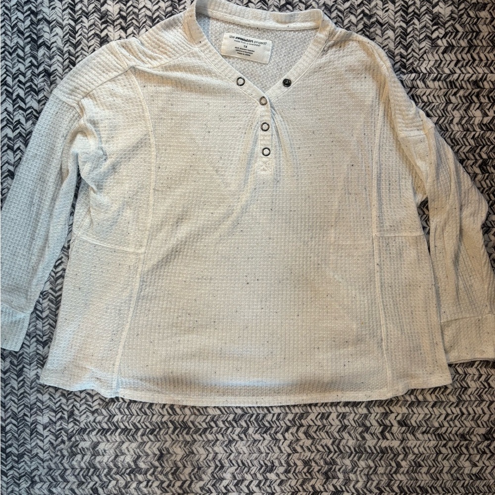 The Sweatshirt Project Waffle Knit Textured Shirt Women’s XL - Picture 3 of 5